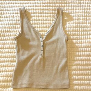 Abercrombie Henley Snap Tank in Cream